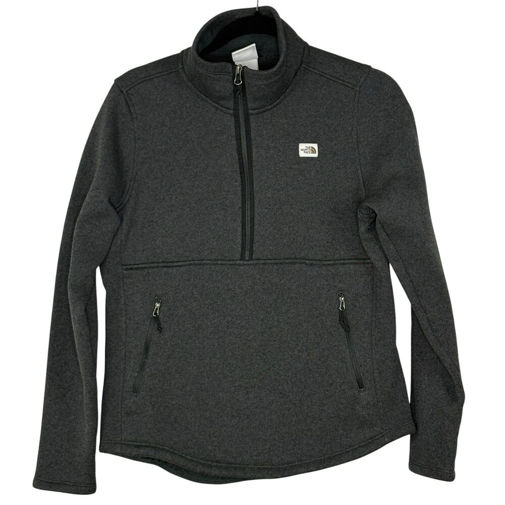 The North Face Womens M Crescent 1/4 Zip Pullover Sweater Jacket Dark Gray